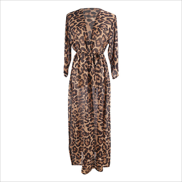 Chiffon Leopard Dot Beach Cover-Up – Sheer Kimono & Resort Cardigan