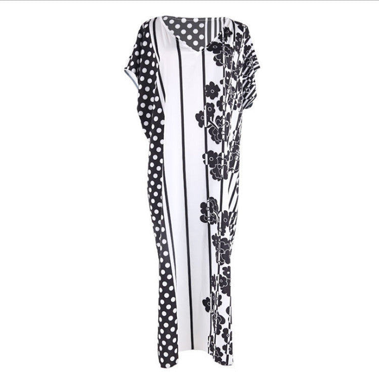 Irregular Print Beach Dress – Sun Protection Bikini Cover-Up & Vacation Kimono