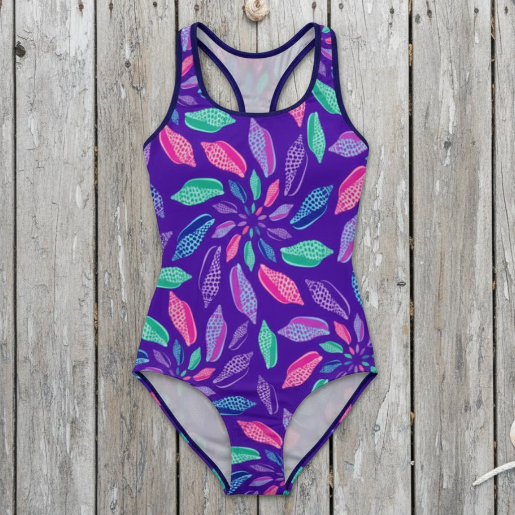 Women's Junonia Seashell Pattern Racerback Swimsuit