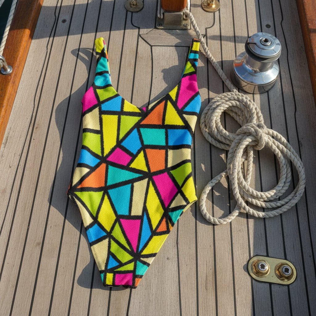 Women's Tropical Abstract Art Low Back One-Piece Swimsuit