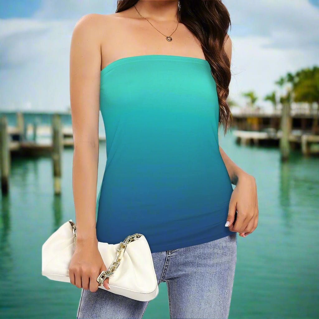 Womens Long Tube Tops 🌴 6 Tropical Color Ombrés
