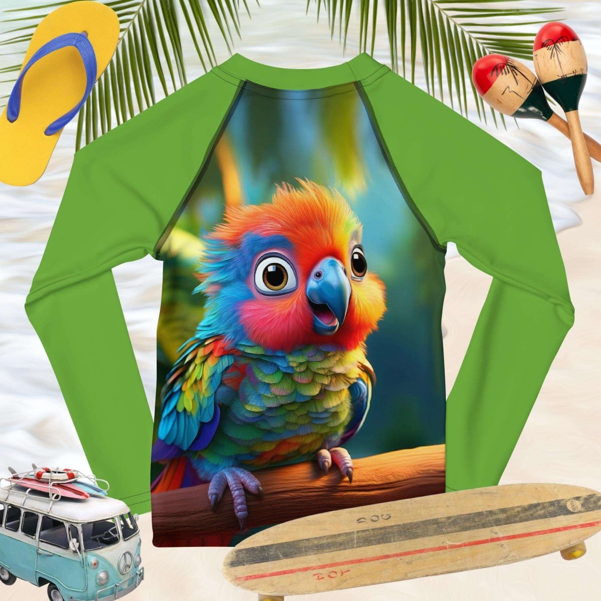 Kid's Baby Parrot Art Rashie | Fun UV Protection