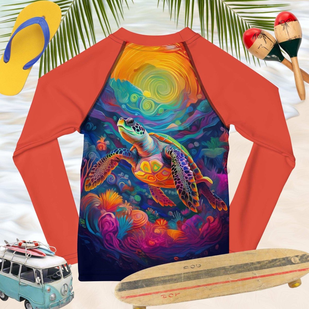 Psychedelic Sea Turtle | Kid's Rashguard | UPF 50+|