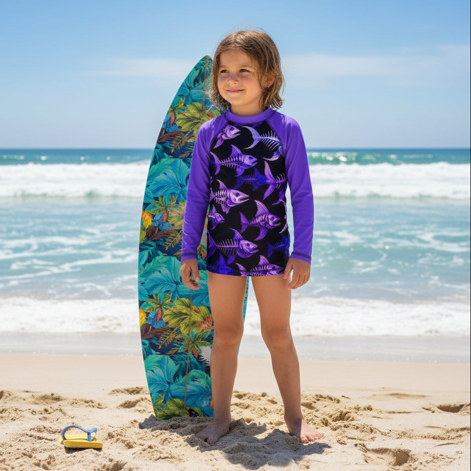 Skull Fish Rashie | Fish Bone | Kids Rash Guard