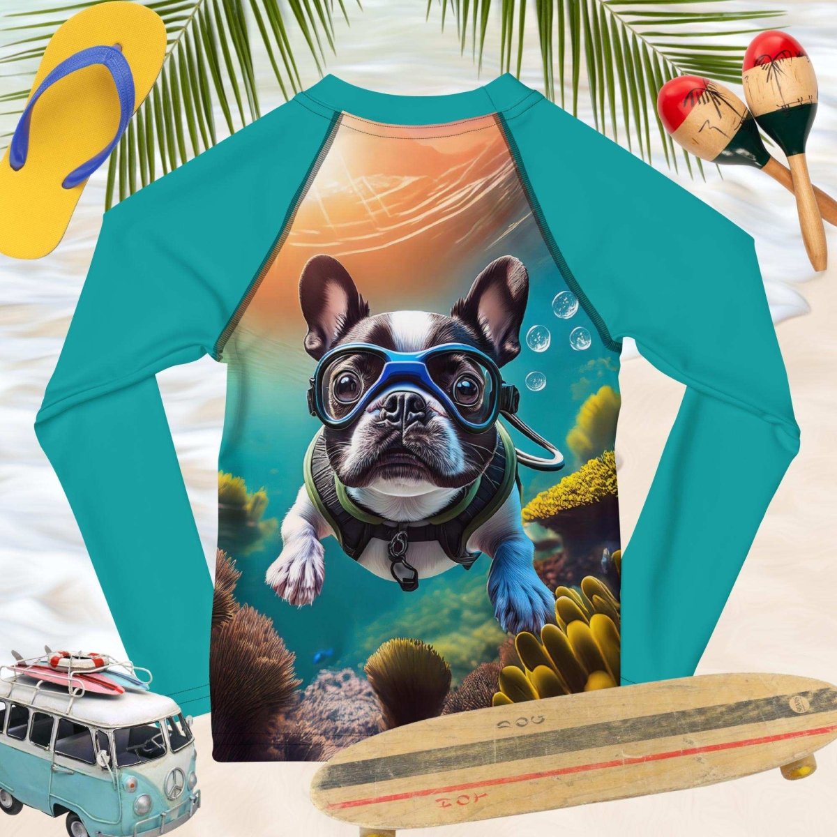 Surf Dog Rashie | Snorkeling Pup | Kids Rash Guard