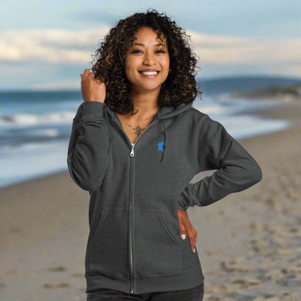 Unisex heavy blend zip hoodie | Embroidered Sea Turtle
