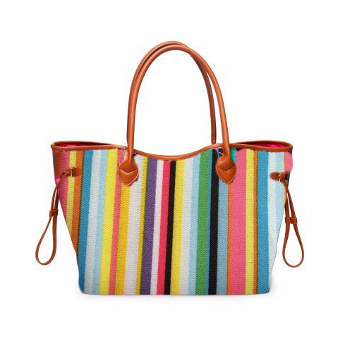 Rainbow Striped Tote – Multicolor Beach & Shoulder Bag
