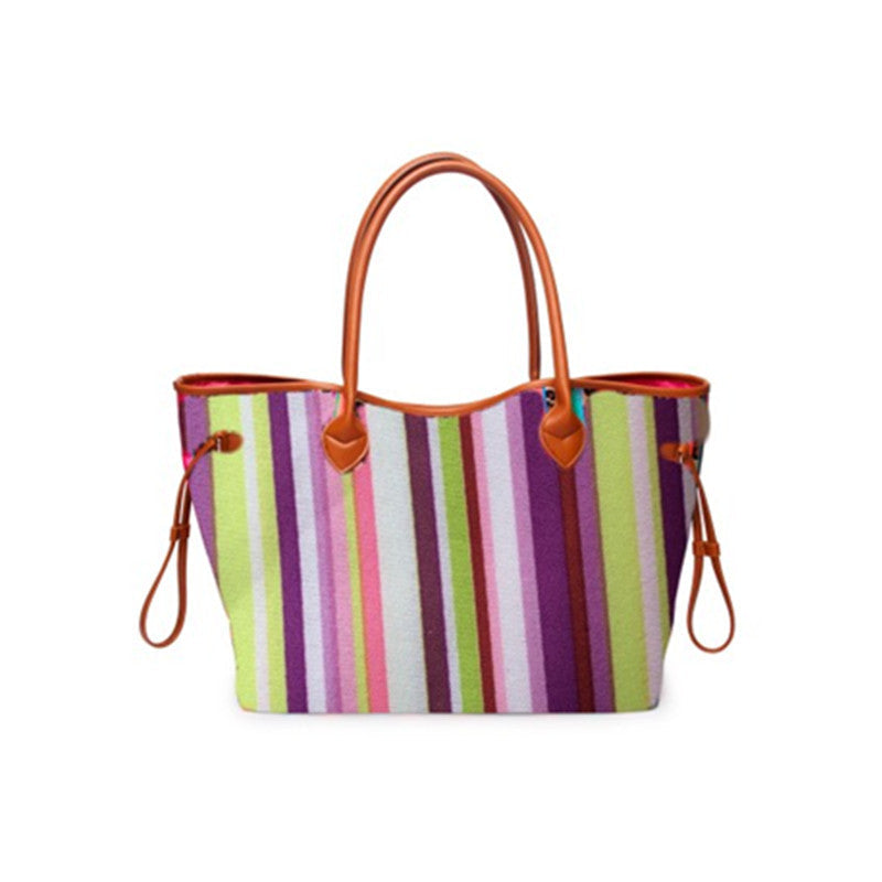 Rainbow Striped Tote – Multicolor Beach & Shoulder Bag