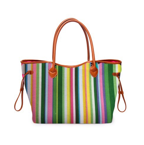 Rainbow Striped Tote – Multicolor Beach & Shoulder Bag