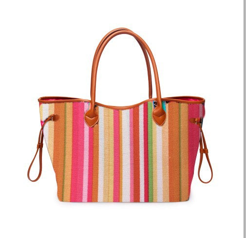 Rainbow Striped Tote – Multicolor Beach & Shoulder Bag
