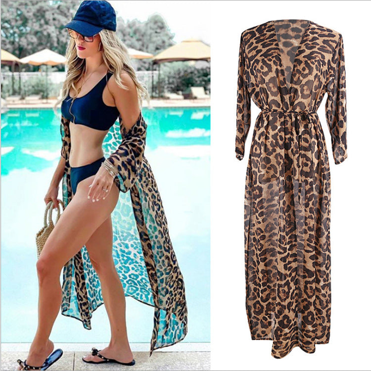 Chiffon Leopard Dot Beach Cover-Up – Sheer Kimono & Resort Cardigan