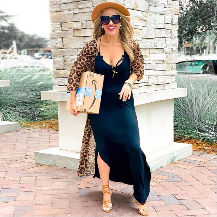 Chiffon Leopard Dot Beach Cover-Up – Sheer Kimono & Resort Cardigan