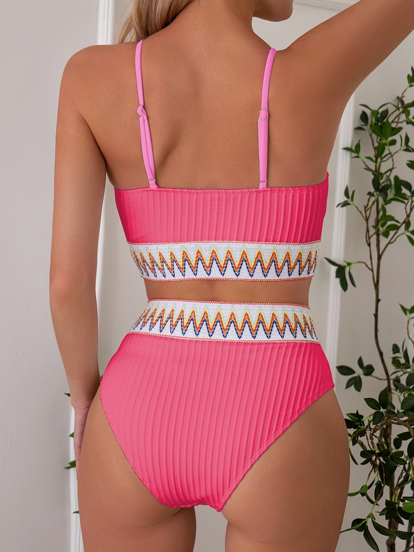"Nautical Siren – High-Waist Contrast Mesh Bikini Set"