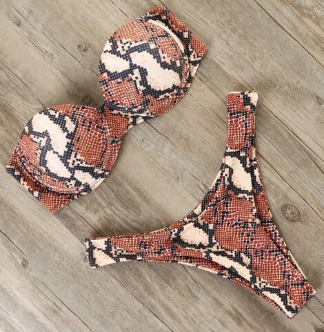 "Vintage Tide – Underwire Push-Up Low-Waist Bikini Set"