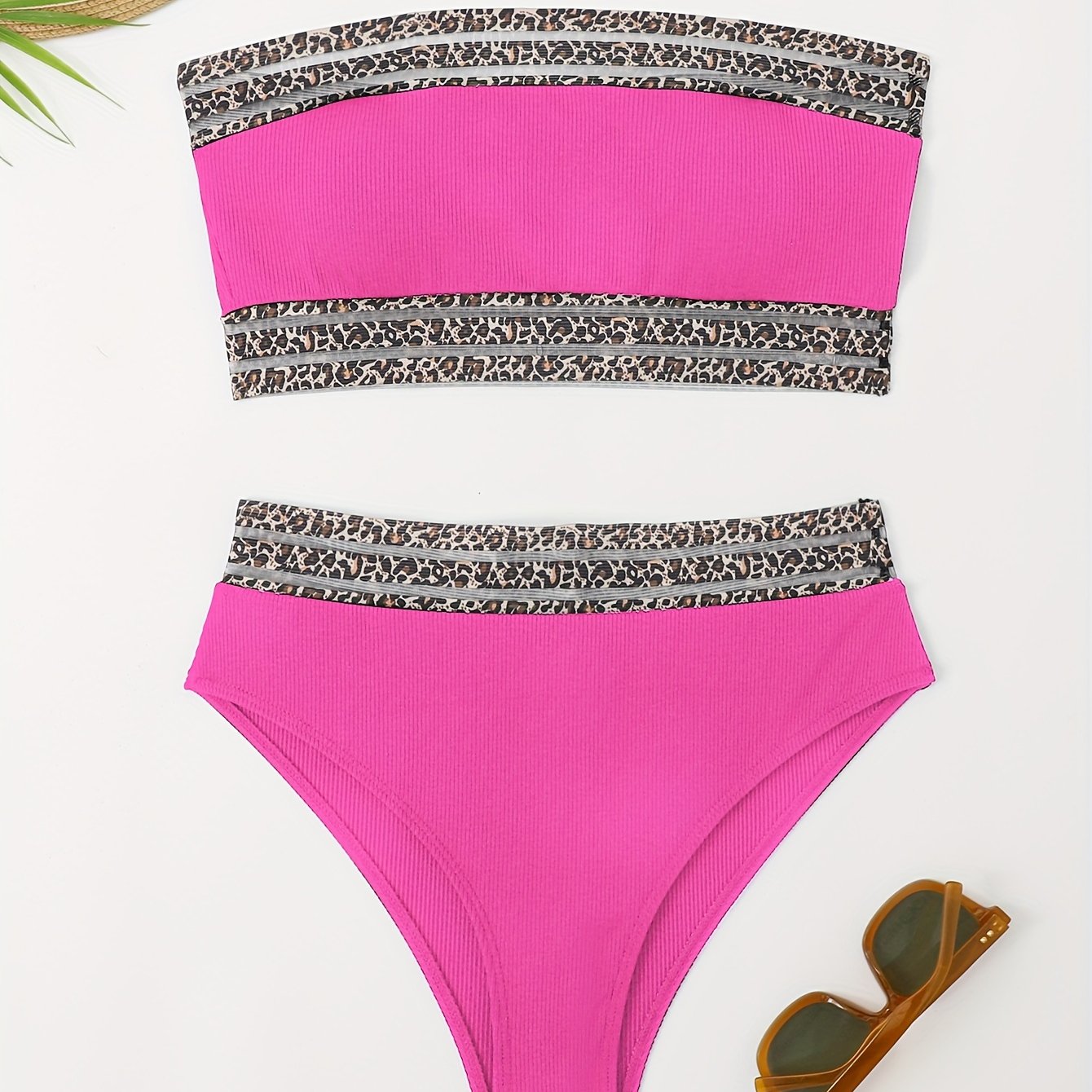 "Siren's Safari – Leopard Bandeau Tummy Control Bikini Set"