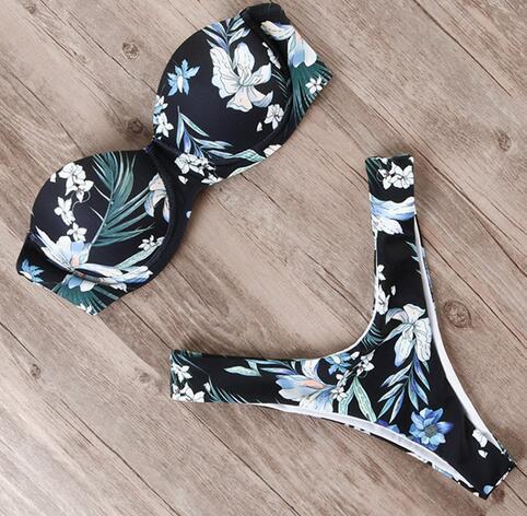"Vintage Tide – Underwire Push-Up Low-Waist Bikini Set"