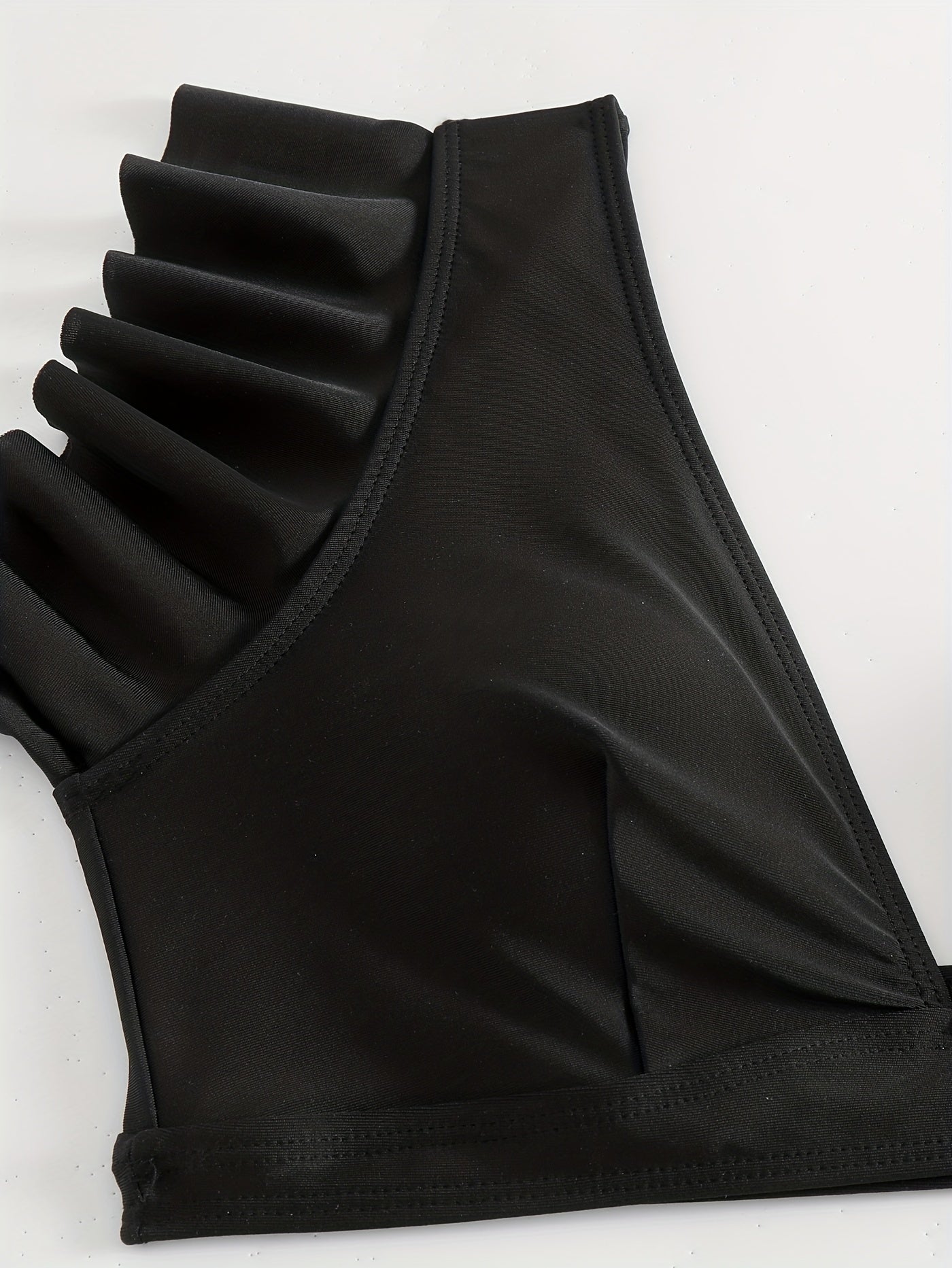 "Obsidian Wave – Ruffle Lettuce V-Neck High-Waist Bikini Set"