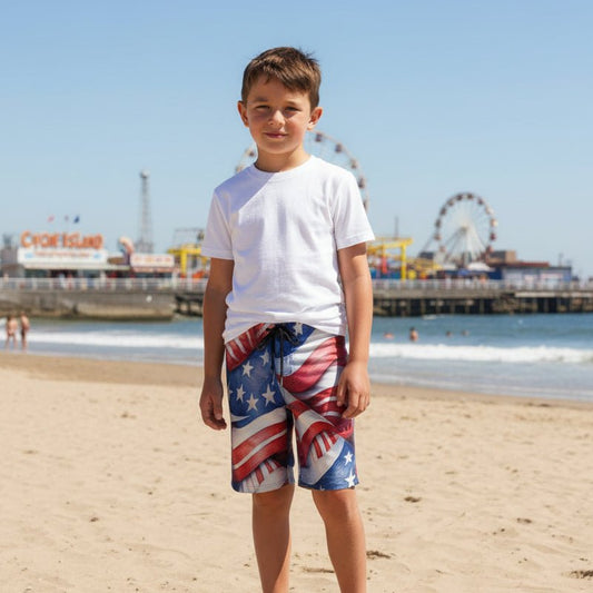 Kids Americana Board Shorts | Patriotic Beachwear