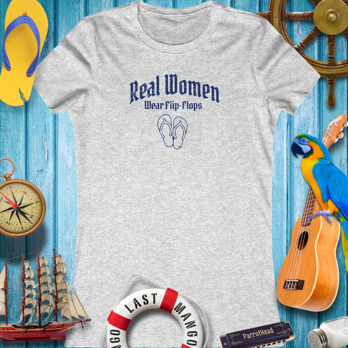 Real Women Wear Flip-Flops 🌴 Women's Bella Canvas T-Shirt