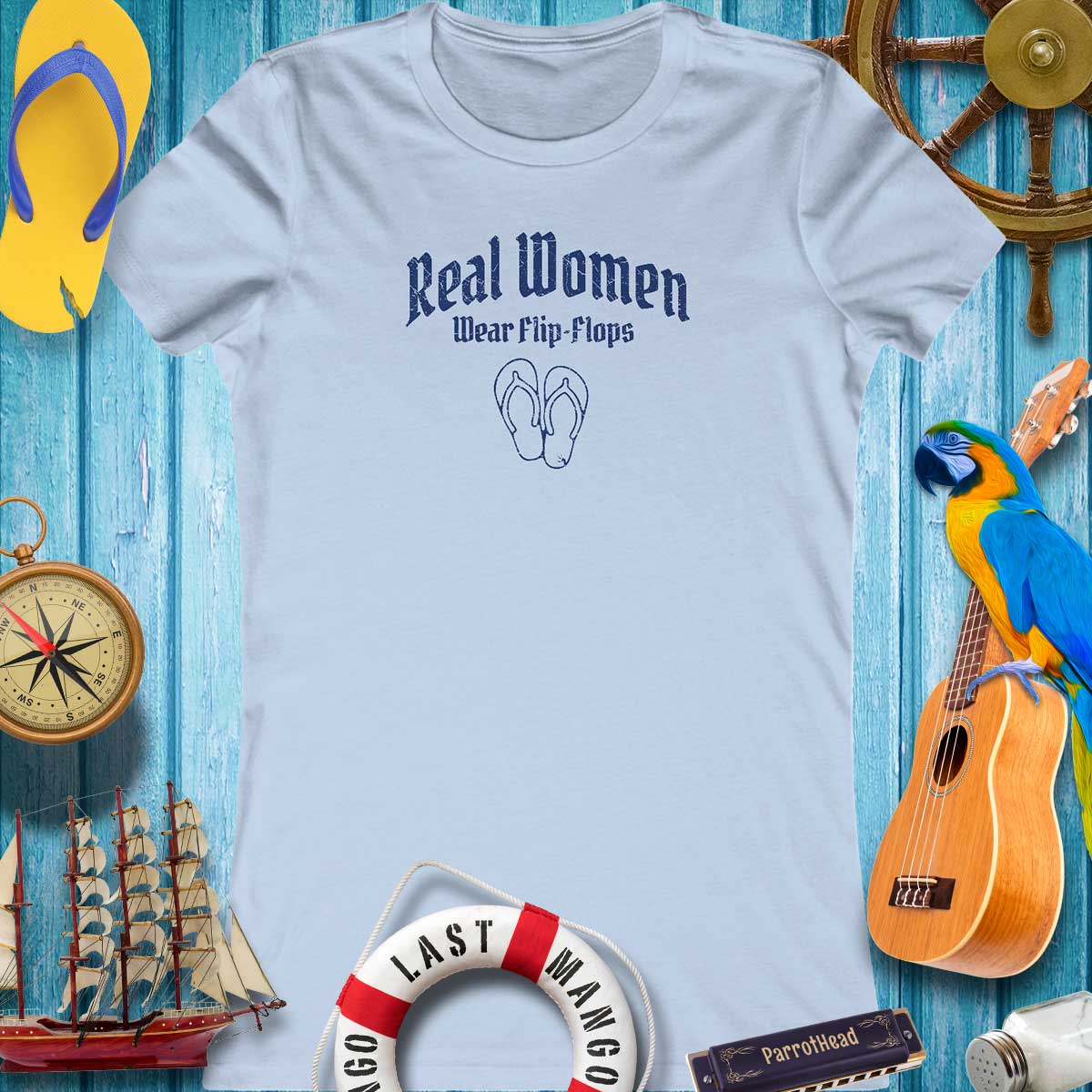 Real Women Wear Flip-Flops 🌴 Women's Bella Canvas T-Shirt