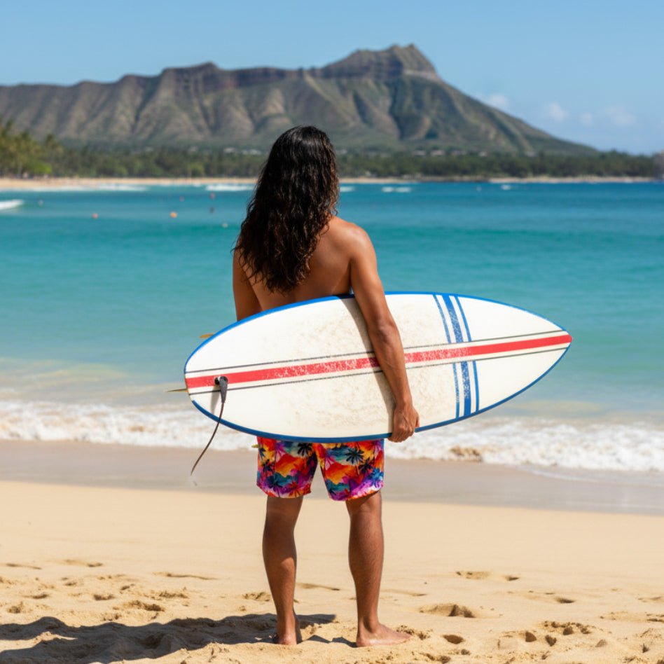 Men's Hawaiian Style Palm Pattern Board Shorts