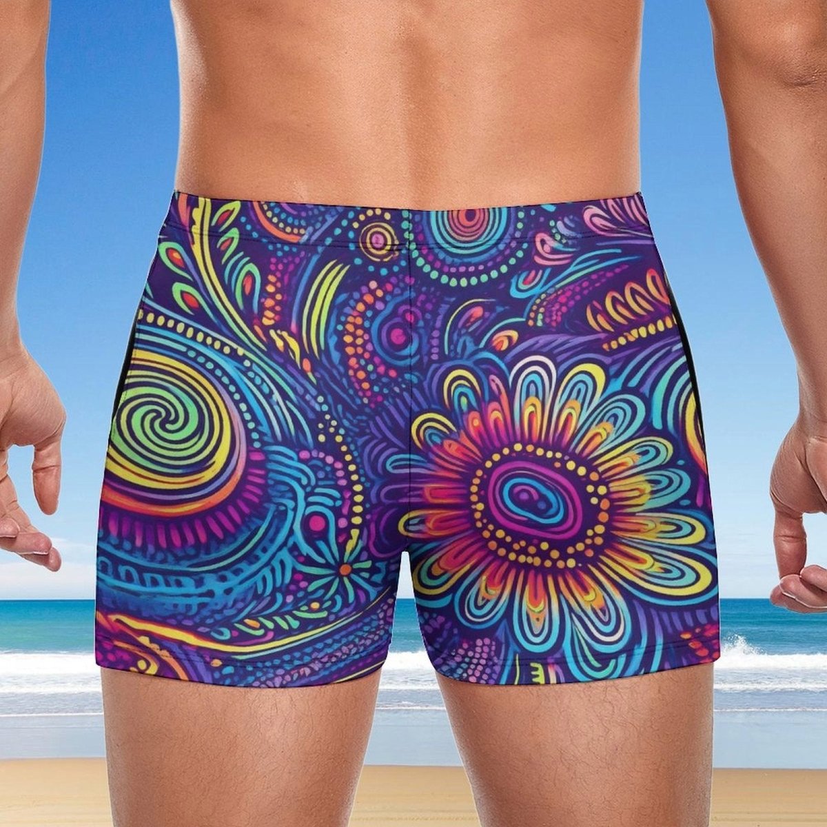 Mens Fast Drying Swim Trunks 🏝️ Tribal Design