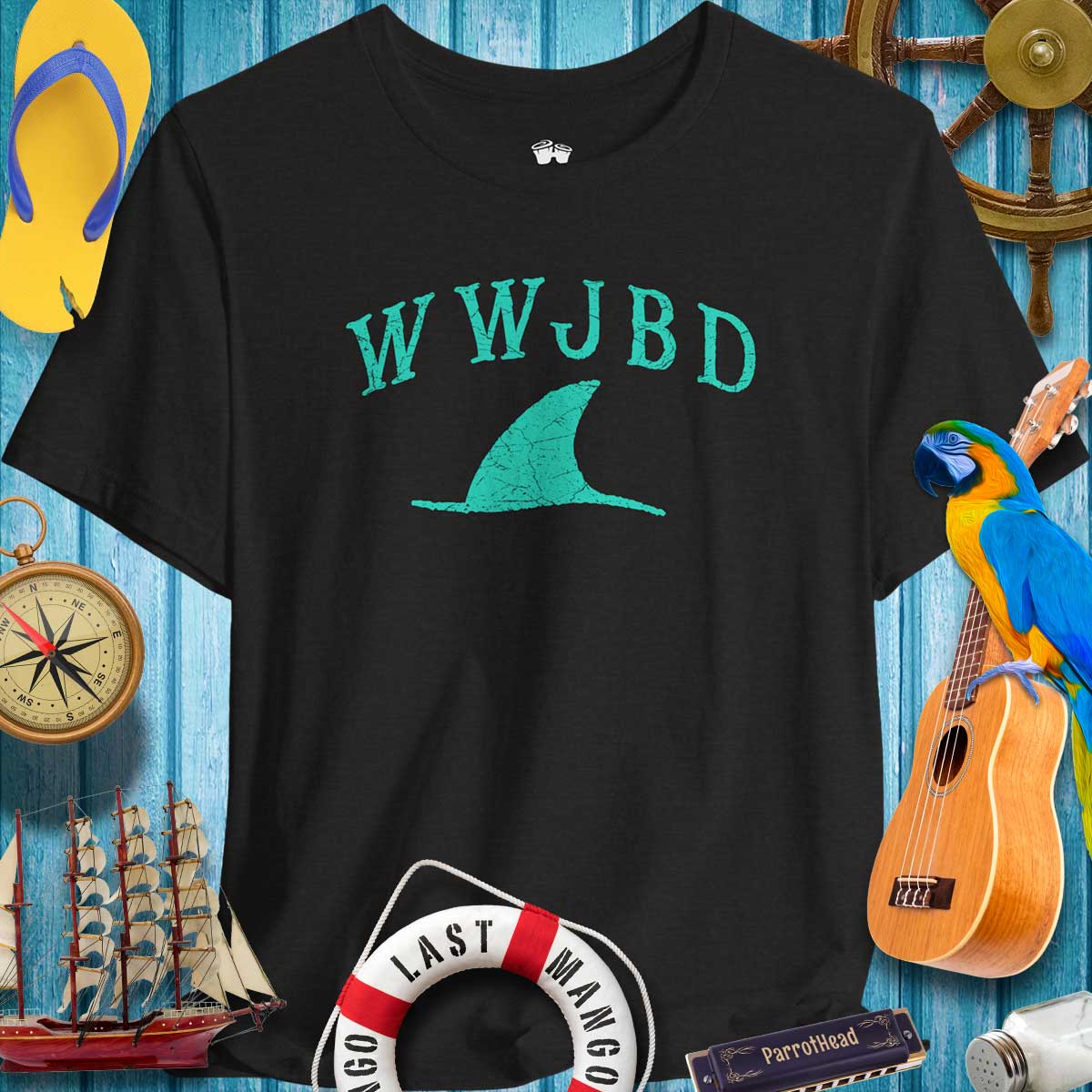 WWJBD Shark Fin Unisex Tee 🌴 Casual & Fun Beachwear