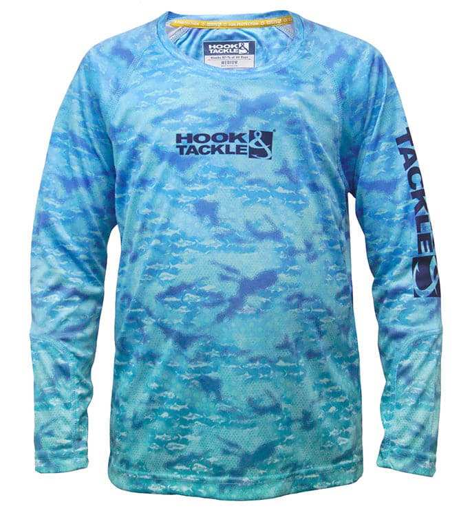 Youth Fish Fractal UV fishing shirt for boys with UPF 50+ sun protection and moisture-wicking fabric