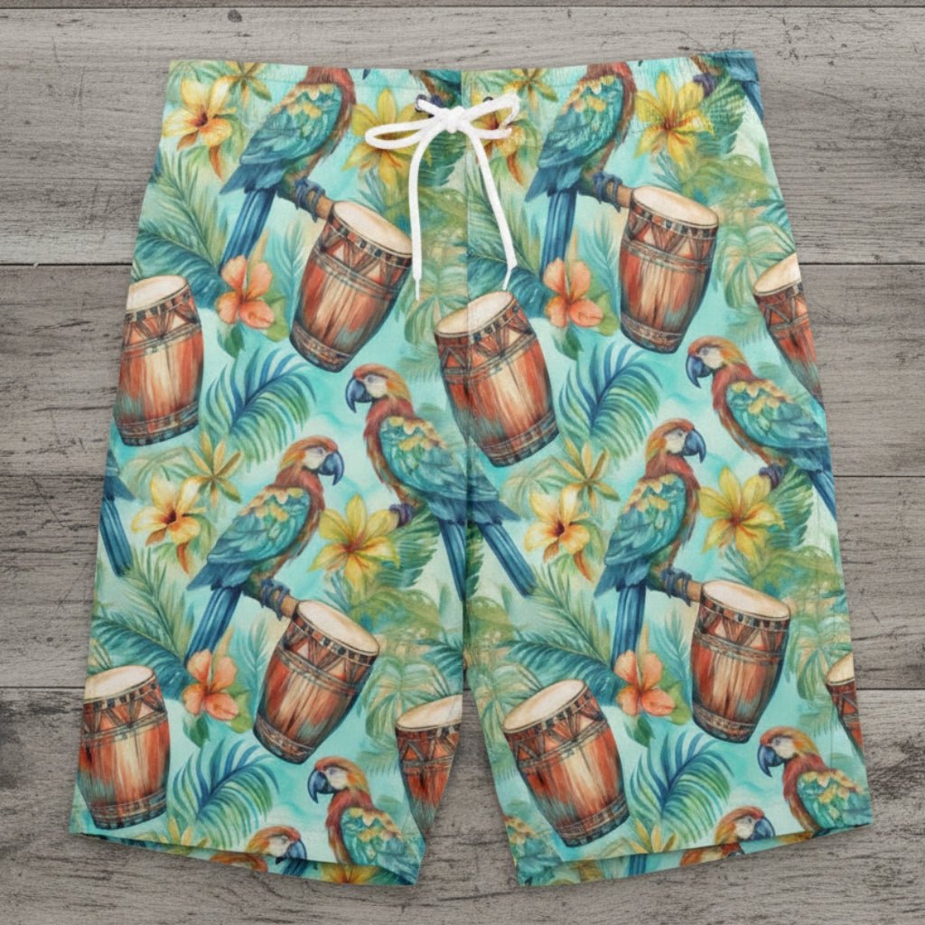 Men's Hawaiian Parrot Head Board Shorts