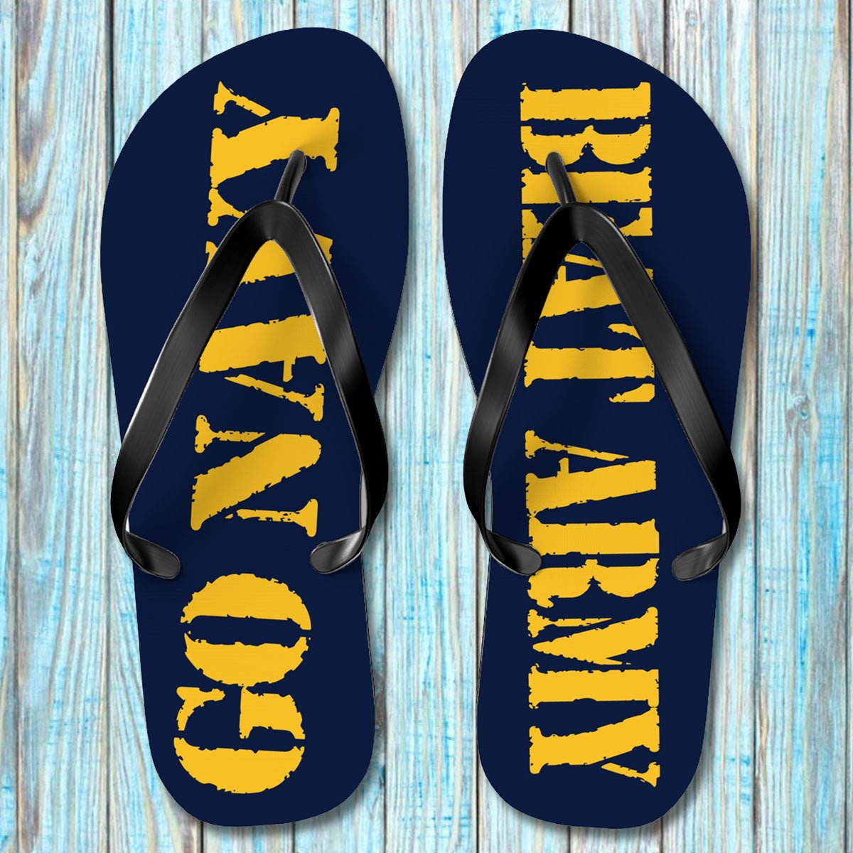 Go Navy Beat Army Flip Flops | Military Rivalry Shower Shoes