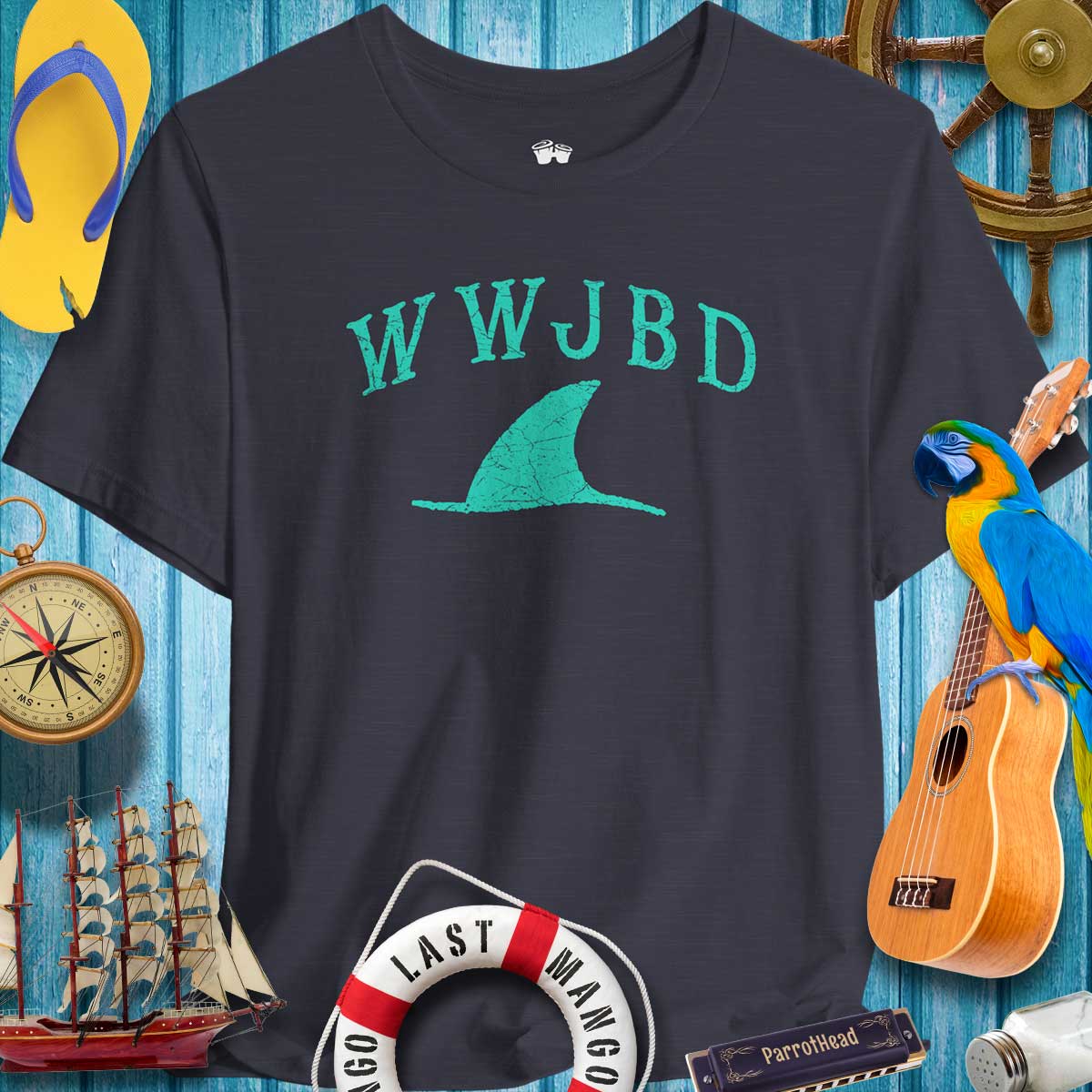 WWJBD Shark Fin Unisex Tee 🌴 Casual & Fun Beachwear