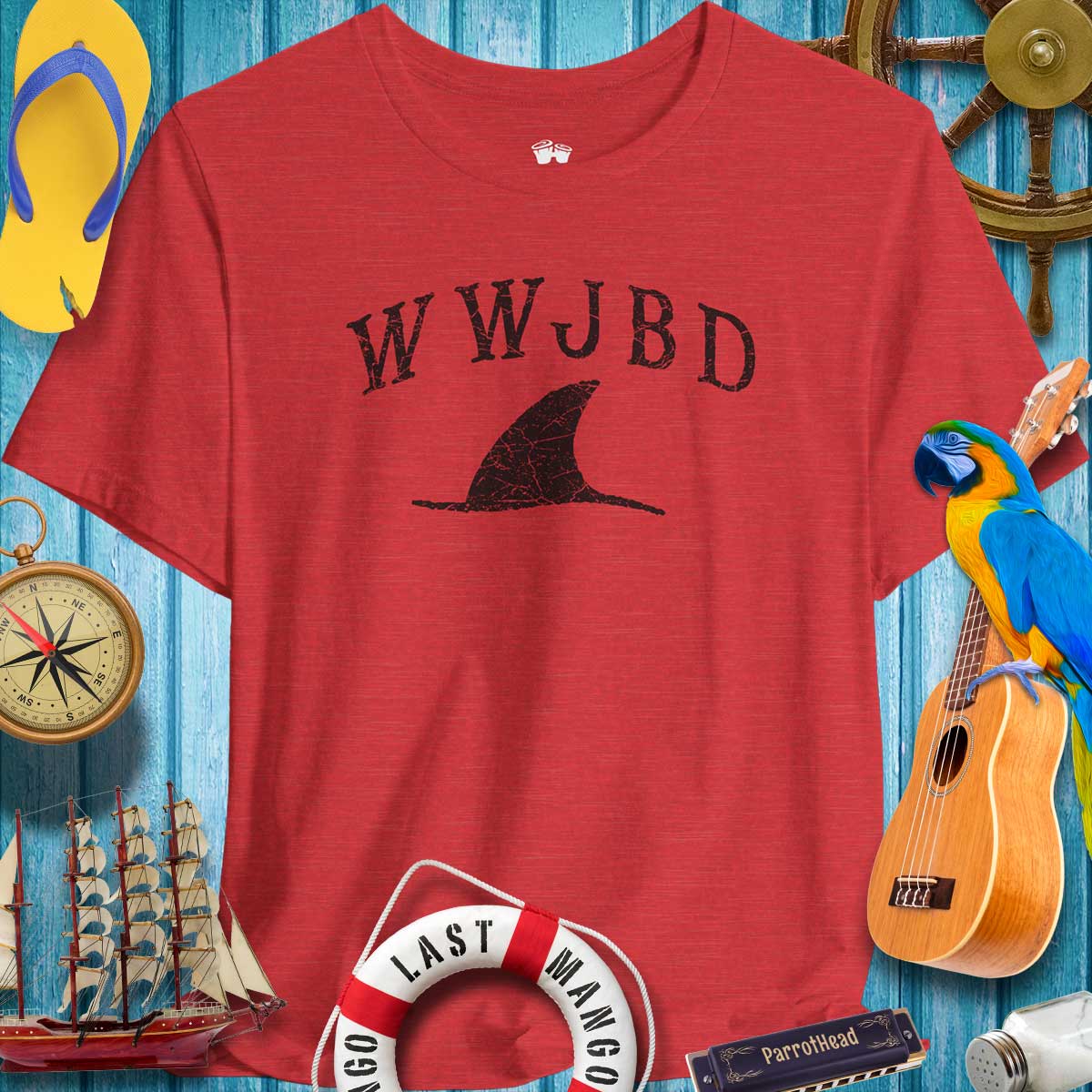 WWJBD Shark Fin Unisex Tee 🌴 Casual & Fun Beachwear