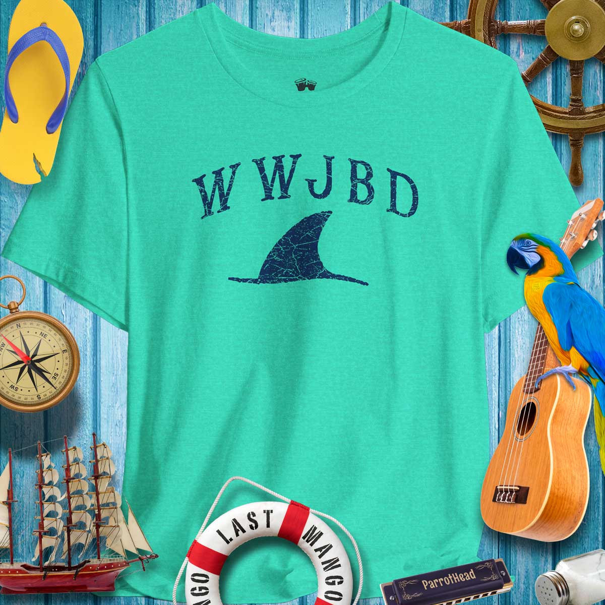 WWJBD Shark Fin Unisex Tee 🌴 Casual & Fun Beachwear