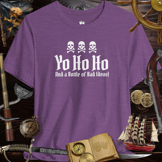 Yo Ho Ho And A Bottle Of Bad Ideas 🏴‍☠️  Skulls Graphic Tee for Pirate Lovers