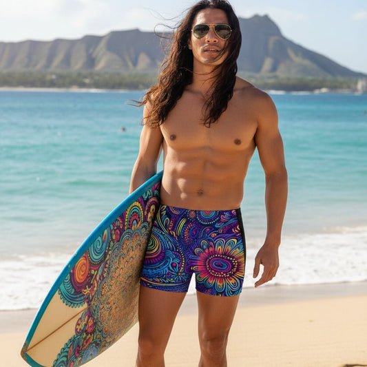 Mens Fast Drying Swim Trunks 🏝️ Tribal Design