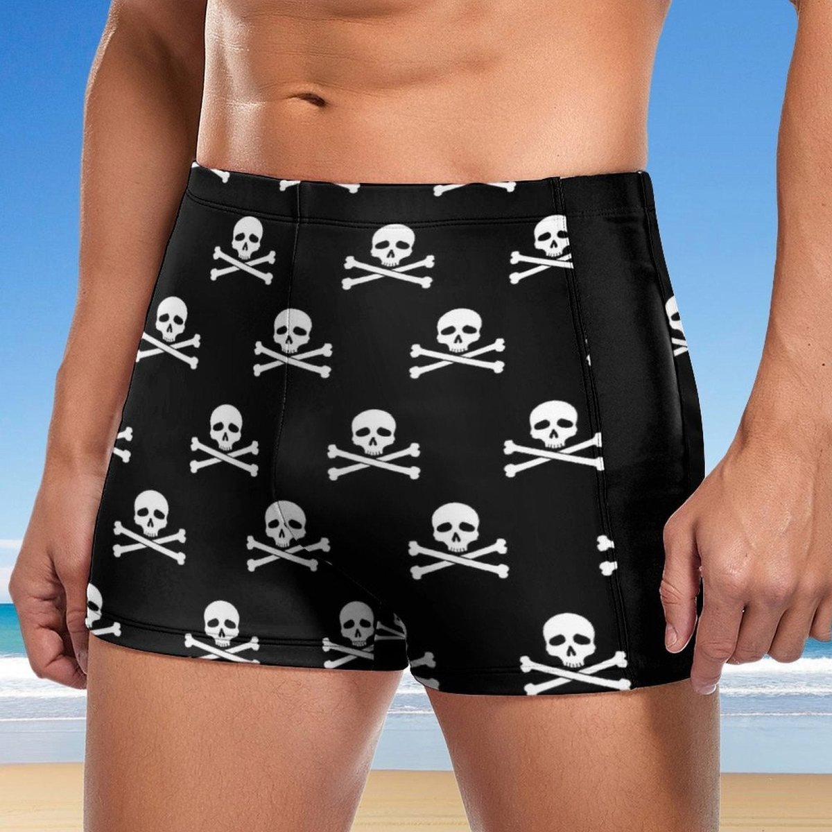 Jolly Roger Men's Swimming Trunks 🏴‍☠️ pirate beachwear