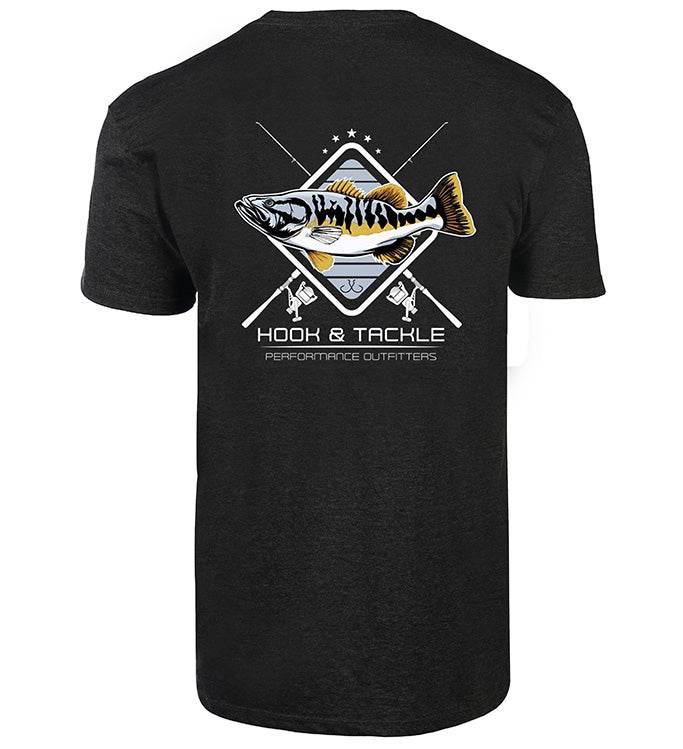 Men's Bass Rods premium cotton fishing t-shirt with front chest logo and short sleeves