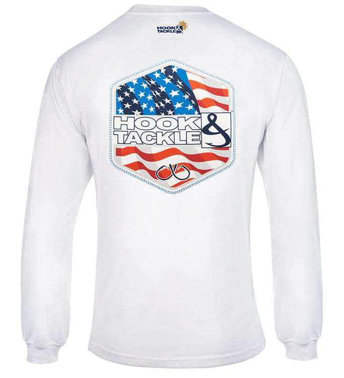 Men's Star Spangled L/S UV fishing t-shirt with American flag and Solar System® sun protection technology