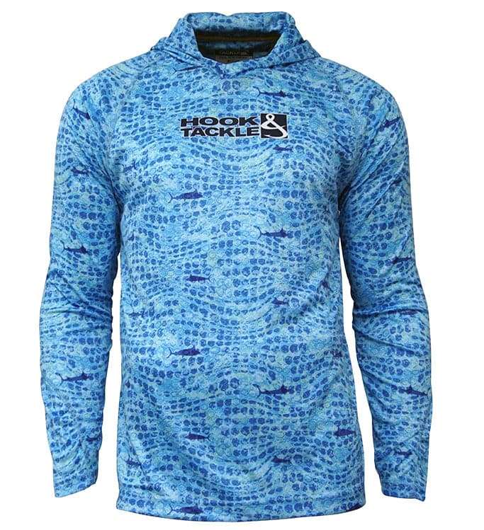 Men's Marlin Flow UV fishing hoodie with moisture-wicking and sun protection fabric