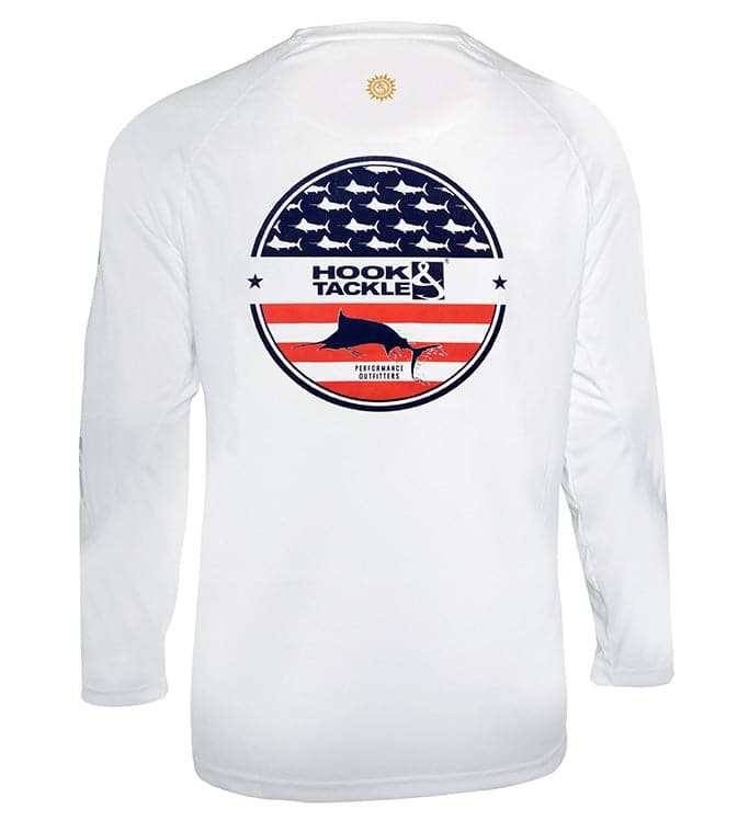 Youth Fins & Stripes UV protective fishing shirt for boys with moisture-wicking and quick-dry fabric