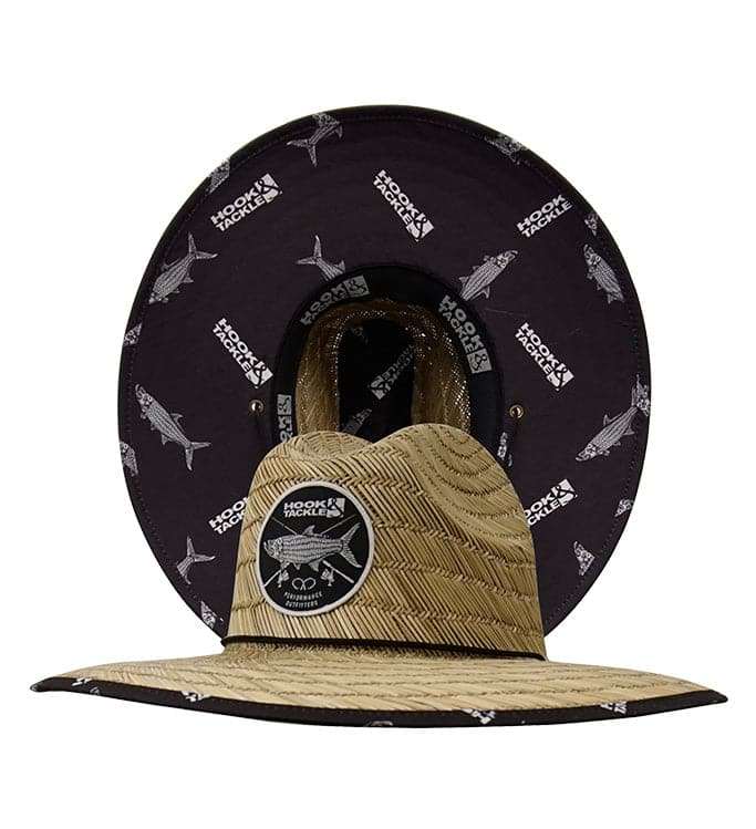 Tarpon Rods Lifeguard stretch fit premium straw fishing hat with anti-glare visor and adjustable chin strap
