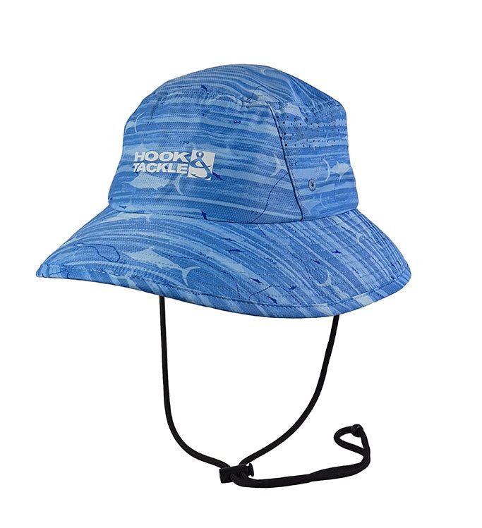 Marlin Latitude Printed Bucket Hat eco-friendly fishing hat with UPF 50+ sun protection and adjustable chin strap