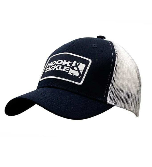 H&T Logo Fishing Trucker Hat with mesh panels and adjustable snapback closure