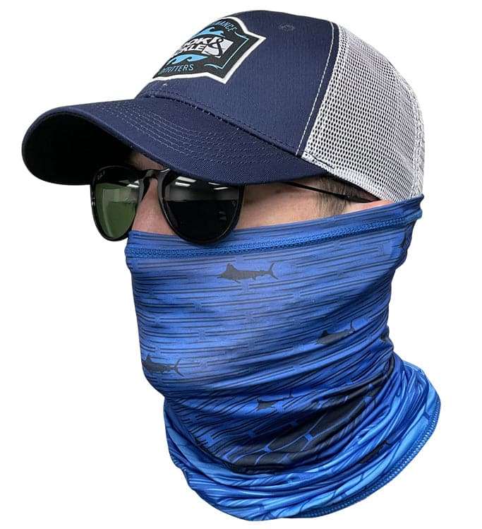 Marlin Gradient Face & Neck Gaiter with UPF 50+ sun protection and 360-degree stretch for fishing
