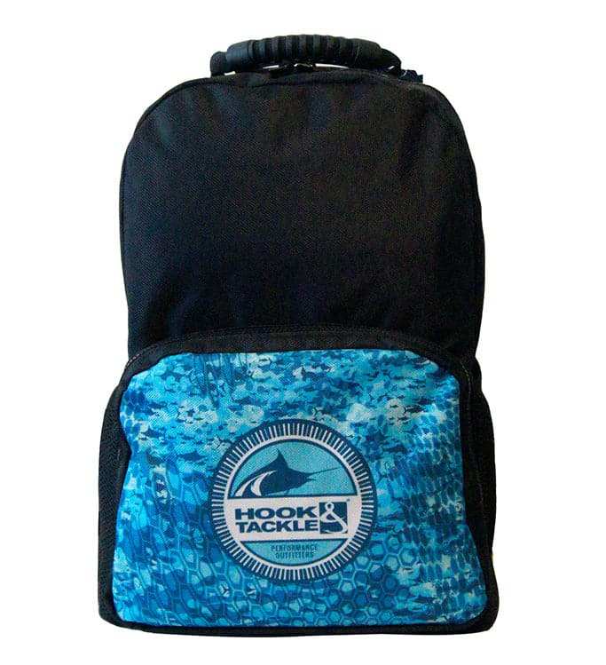 Marlin Skin Pattern fishing backpack with padded straps and multiple compartments