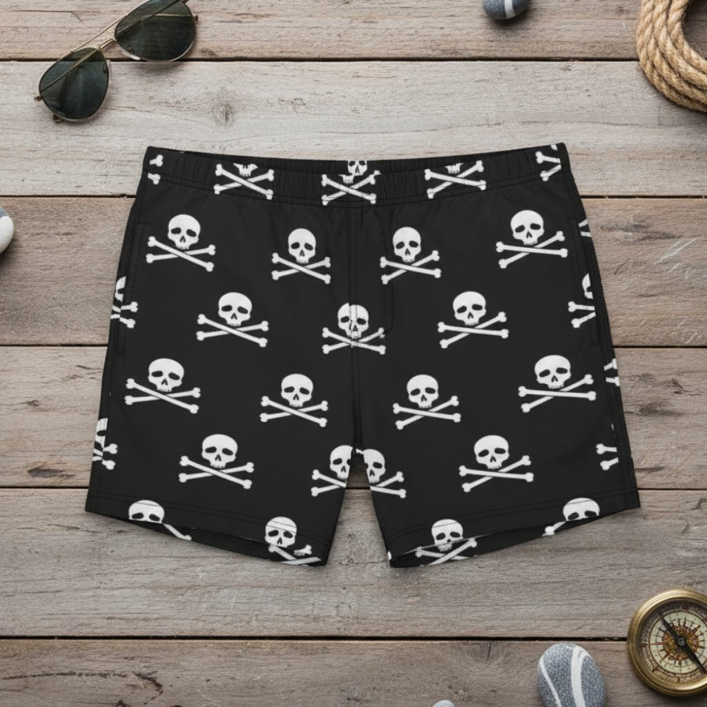 Jolly Roger Men's Swimming Trunks 🏴‍☠️ pirate beachwear