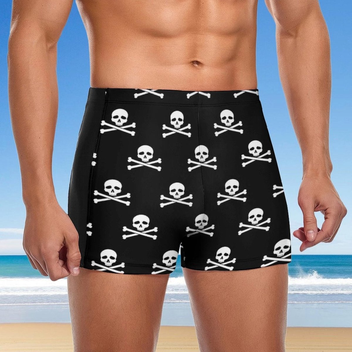 Jolly Roger Men's Swimming Trunks 🏴‍☠️ pirate beachwear