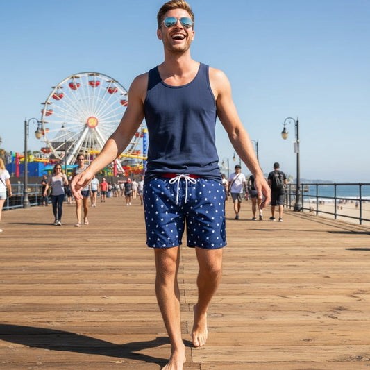 Starfish Pattern Men's Mid-Length Swim Shorts