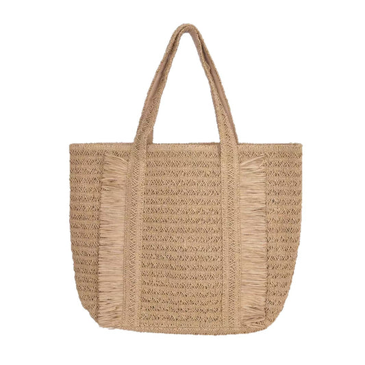 Handwoven Straw Beach Tote – Large Capacity Vacation Shoulder Bag