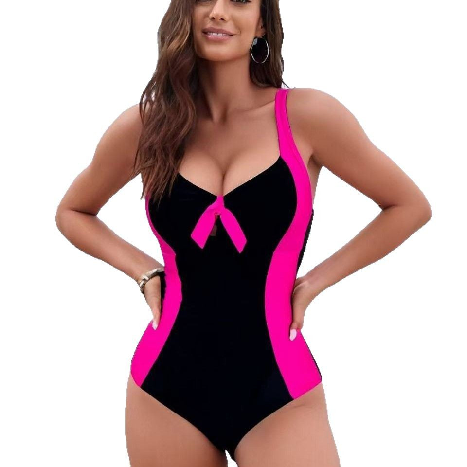 Sling Color Block Slimming One-Piece Swimsuit